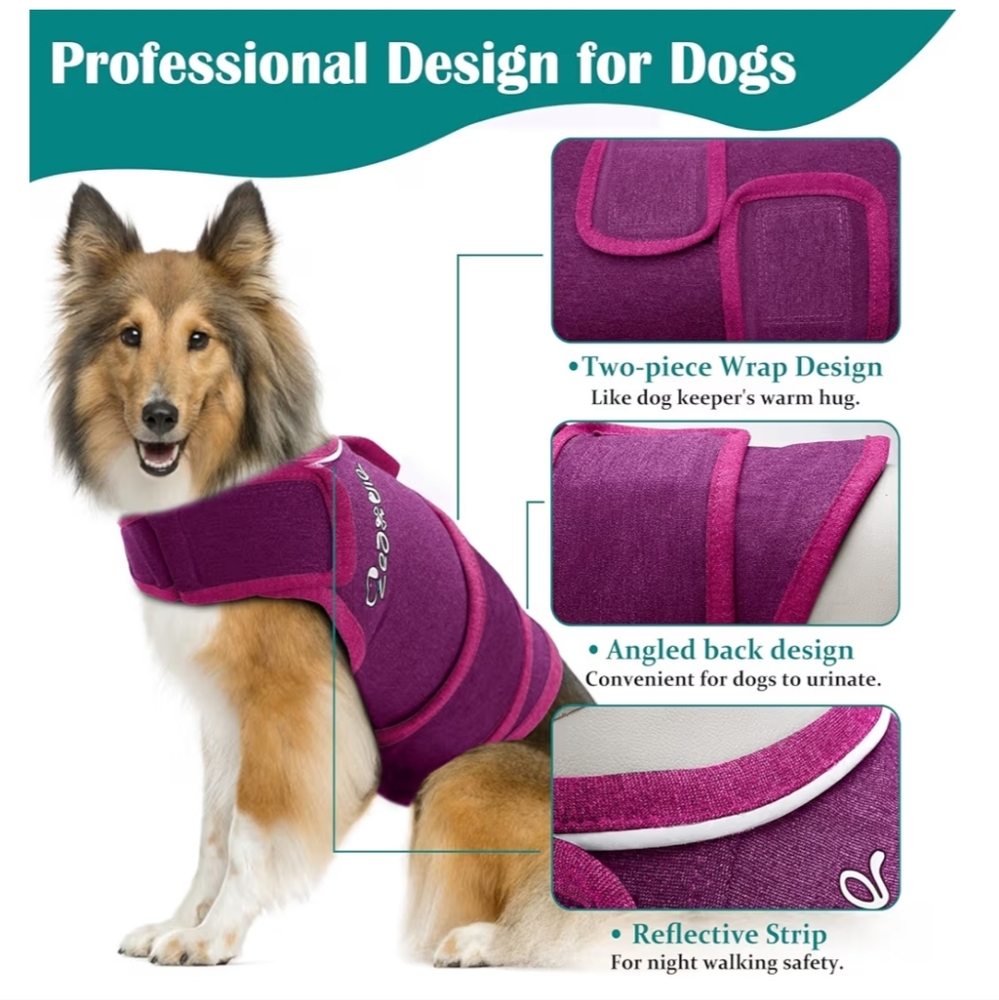 Zeaxuie Calming Thunder Wrap For Dogs - Thunderstorms, Fireworks, Vet Visits Etc - Picture 2 of 7